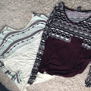 Two long sleeve patterned shirts